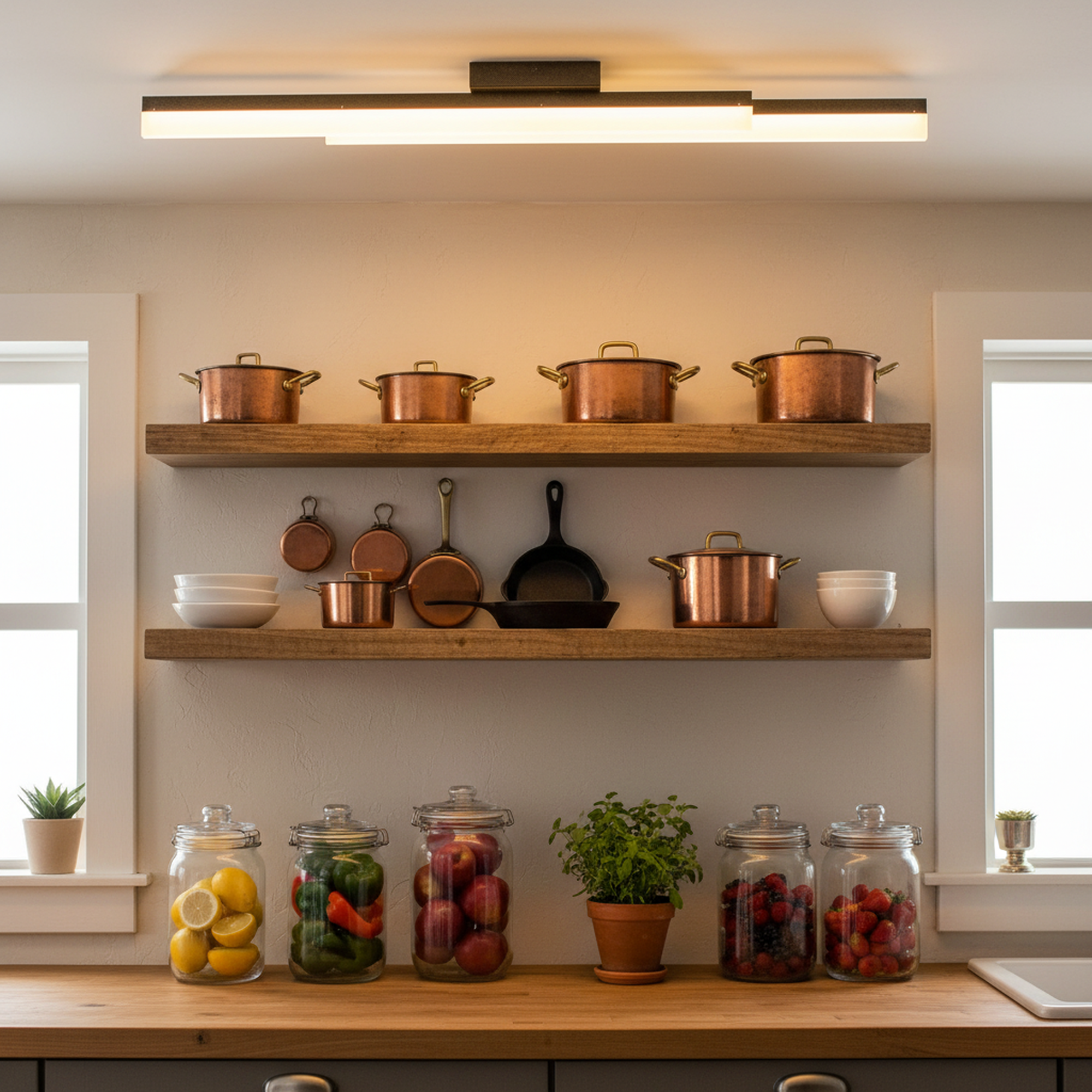 2-Lights Linear Modern LED Triac Dimmable Flush Mount with Acrylic Shade